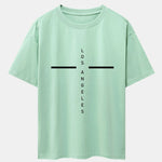 Stripe Los Angeles Print Drop Shoulder Oversize T-Shirt