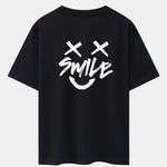 Hand Painted Smiley Front and Back Print Heavy Weight Oversize T-Shirt