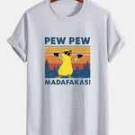 Regular Fit PEW PEW MADAFAKAS Duck Print Cotton T-Shirt