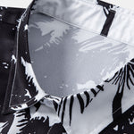 Palm Trees Print Button Up Shirt & Man Mid Length Drawstring Swim Shorts