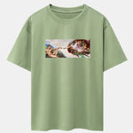 The Creation of Adam Print Drop Shoulder Oversize T-Shirt