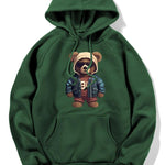 Bear In Leather Jacket Print Hoodie