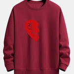 Soul Mate Half Heart Couple Print Relax Fit Sweatshirt