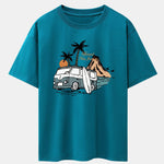 Car Island Print Drop Shoulder Oversize T-Shirt