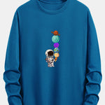Long Sleeve Planet Astronaut Print Cotton T-Shirt