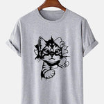 Cat Breaks The Wall Print T-shirt