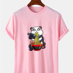 Panda Eating Ramen Print T-Shirt