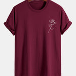 Regular Fit Simple Rose Print Cotton T-Shirt