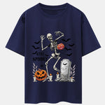 Halloween Skeleton Stay Spooky Print Drop Shoulder Oversize T-Shirt