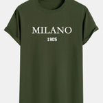 Milano Slogan Print Cotton Arc Hem T-Shirt