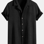 Short Sleeve Geometry Textured Cuban Shirt & Shorts