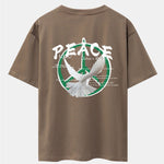 Dove With Peace Symbol Back Print Drop Shoulder Oversize T-Shirt