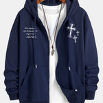 Cross Slogan Print Relax Fit Zip Hoodie