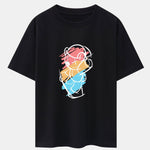Graffiti Skateboard Bear Print Drop Shoulder Oversize T-Shirt