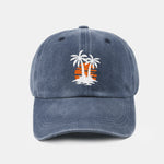 Coconut tree sunset pattern classic retro washed cotton casual baseball cap