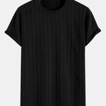 Muscle Fit Geometric Rhombus Jacquard Arc Hem T-Shirt