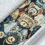 Bear Print Patchwork Straight Leg Pants