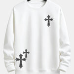 Ornamental Cross Print Relax Fit Sweatshirt
