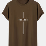 Stripe Dreamer Print Cotton Arc Hem T-Shirt