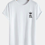 Royal Crown Print Cotton Arc Hem T-Shirt