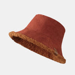 Thick And Warm Corduroy And Cashmere Splicing Multifunctional Soft Plush Bucket Cap Can Be Worn In Both Directions
