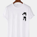 Pocket Cat Print T-Shirt