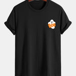 Regular Fit Boo Ghost Print Cotton T-Shirt