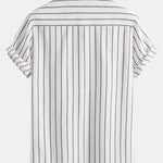 Cotton Blend Striped Button Up Shirt & Straight Leg Linen Pants