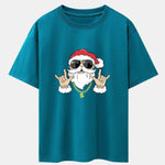 Hip Hop Santa Print Heavy Weight Drop Shoulder Oversize T-Shirt