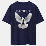 Pacifist Dove Back Print Drop Shoulder Oversize T-Shirt