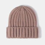 Faux Wool Warm Stripe Knit Beanie Hat Cuffed Cap