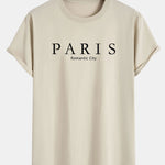 Paris Slogan Print Cotton Arc Hem T-Shirt