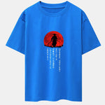 Japanese Samurai Print Drop Shoulder Oversize T-Shirt