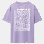 Marble Texture Slogan Back Print Drop Shoulder Oversize T-Shirt