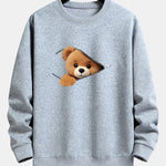 Zipper Bear Print Relax Fit Sweatshirt