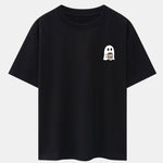Ghost Drinking Coffee Print Drop Shoulder Oversize T-Shirt