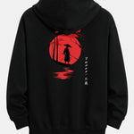 Slogan Samurai Back Print Relax Fit Hoodie