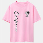New York California Palm Tree Print Drop Shoulder Oversize T-Shirt