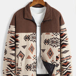 Aztec Print Patchwork Teddy Fleece Coat