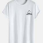 Mountain Print Cotton Arc Hem T-Shirt