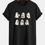 Regular Fit Ghost Reading Book Print Cotton T-Shirt