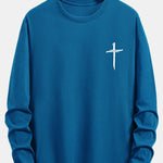 Long Sleeve Cross Print Cotton T-Shirt