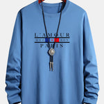 Long Sleeve Paris Slogan Print Cotton T-Shirt