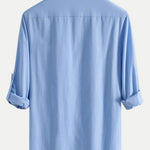 Long Sleeve Linen Look Henley Collar Shirt