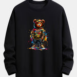 Color Splash Ink Camouflage Bear Print Relax Fit Sweatshirt