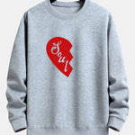 Soul Mate Half Heart Couple Print Relax Fit Sweatshirt