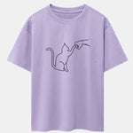 Fist Bump Cat Print Drop Shoulder Oversize T-Shirt