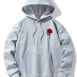 Rose Print Cotton Blend Hoodie