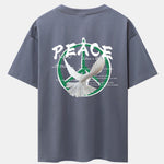 Dove With Peace Symbol Back Print Drop Shoulder Oversize T-Shirt
