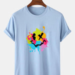 Colorful Mud Splatter Smiley Face Print T-Shirt